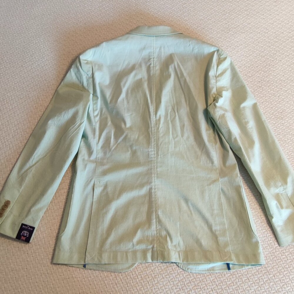 The Savile Row Co Maddox Mens Striped Blazer Jacket Sports Coat Tan White 38R - Picture 2 of 9